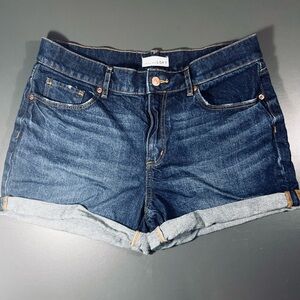 Loft Dark Denim Cuff Blue Jean Shorts Deep Front Pockets